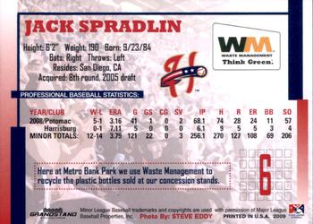 2009 Grandstand Harrisburg Senators SGA #NNO Jack Spradlin Back