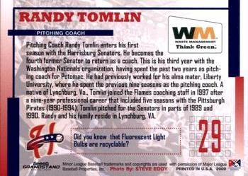 2009 Grandstand Harrisburg Senators SGA #NNO Randy Tomlin Back