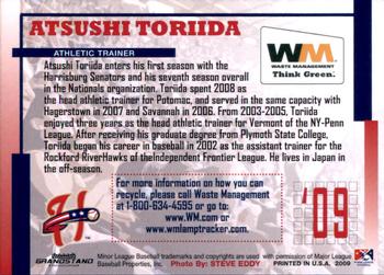 2009 Grandstand Harrisburg Senators SGA #NNO Atsushi Toriida Back