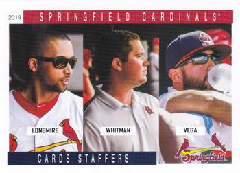 2019 Grandstand Springfield Cardinals SGA #NNO Cards Staffers (Nick Longmire / Chris Whitman / Dan Vega Front