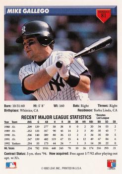 1993 Donruss #81 Mike Gallego Back