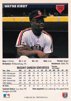 1993 Donruss #380 Wayne Kirby Back