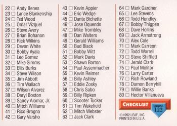 1993 Donruss #122 Checklist: 1-80 Back