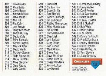1993 Donruss #528 Checklist: 477-555 Back