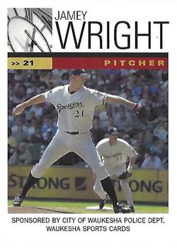 2002 Milwaukee Brewers Police - Waukesha Police Dept, Waukesha Sports Cards #NNO Jamey Wright Front