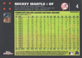 2007 Topps Chrome - Blue Refractors #4 Mickey Mantle Back