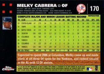 2007 Topps Chrome - Blue Refractors #170 Melky Cabrera Back