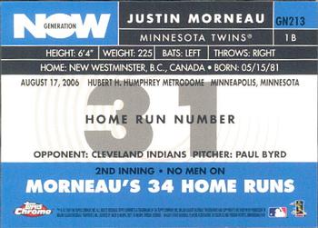 2007 Topps Chrome - Generation Now #GN213 Justin Morneau Back