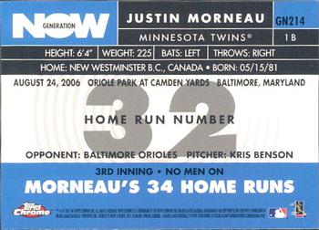 2007 Topps Chrome - Generation Now #GN214 Justin Morneau Back