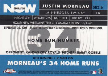 2007 Topps Chrome - Generation Now #GN216 Justin Morneau Back
