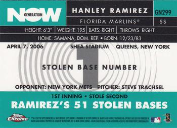 2007 Topps Chrome - Generation Now #GN299 Hanley Ramirez Back