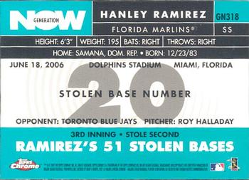 2007 Topps Chrome - Generation Now #GN318 Hanley Ramirez Back