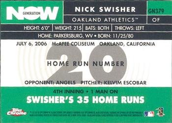 2007 Topps Chrome - Generation Now #GN379 Nick Swisher Back