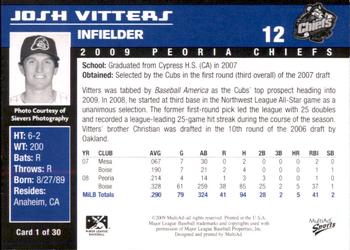 2009 MultiAd Peoria Chiefs #1 Josh Vitters Back