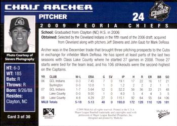 2009 MultiAd Peoria Chiefs #3 Chris Archer Back