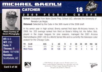 2009 MultiAd Peoria Chiefs #5 Michael Brenly Back