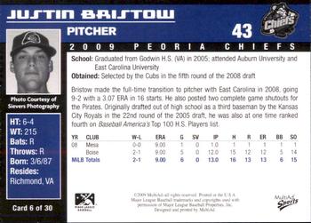 2009 MultiAd Peoria Chiefs #6 Justin Bristow Back