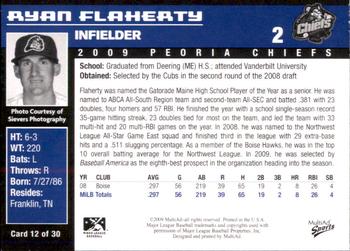 2009 MultiAd Peoria Chiefs #12 Ryan Flaherty Back