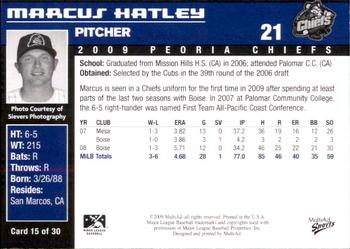 2009 MultiAd Peoria Chiefs #15 Marcus Hatley Back