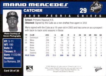 2009 MultiAd Peoria Chiefs #20 Mario Mercedes Back