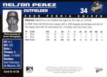 2009 MultiAd Peoria Chiefs #21 Nelson Perez Back