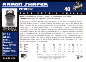 2009 MultiAd Peoria Chiefs #24 Aaron Shafer Back