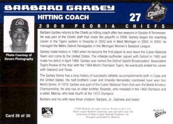 2009 MultiAd Peoria Chiefs #26 Barbaro Garbey Back