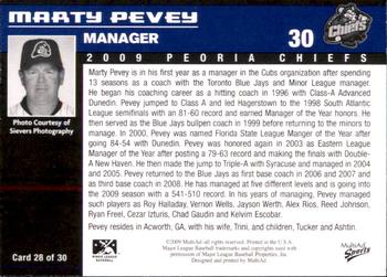 2009 MultiAd Peoria Chiefs #28 Marty Pevey Back