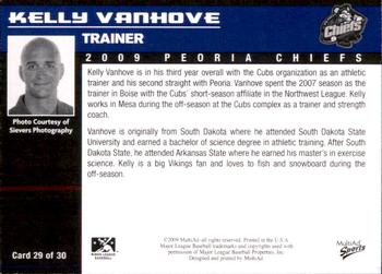 2009 MultiAd Peoria Chiefs #29 Kelly Vanhove Back