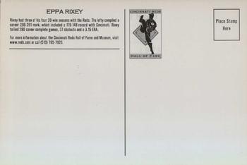 2002 Cincinnati Reds Hall of Fame and Museum Postcards #NNO Eppa Rixey Back