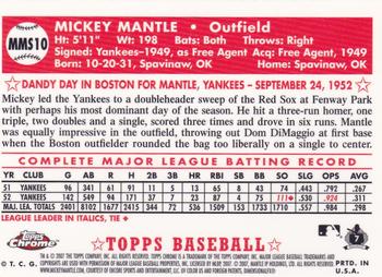 2007 Topps Chrome - Mickey Mantle Story #MMS10 Mickey Mantle Back