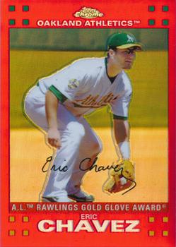 2007 Topps Chrome - Red Refractors #258 Eric Chavez Front