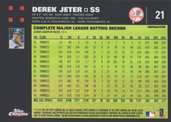 2007 Topps Chrome - Refractors #21 Derek Jeter Back