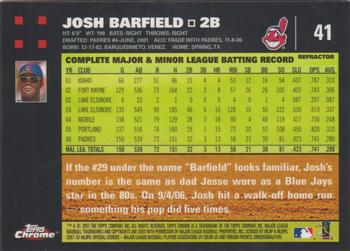 2007 Topps Chrome - Refractors #41 Josh Barfield Back