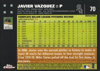 2007 Topps Chrome - Refractors #70 Javier Vazquez Back