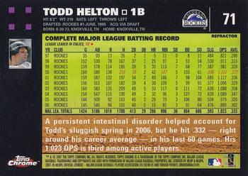 2007 Topps Chrome - Refractors #71 Todd Helton Back