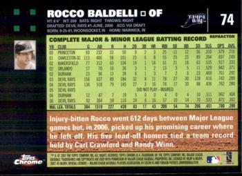 2007 Topps Chrome - Refractors #74 Rocco Baldelli Back