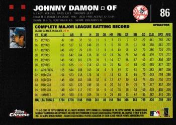 2007 Topps Chrome - Refractors #86 Johnny Damon Back