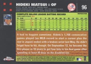 2007 Topps Chrome - Refractors #96 Hideki Matsui Back