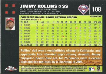 2007 Topps Chrome - Refractors #108 Jimmy Rollins Back