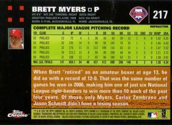 2007 Topps Chrome - Refractors #217 Brett Myers Back