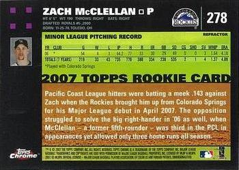 2007 Topps Chrome - Refractors #278 Zach McClellan Back