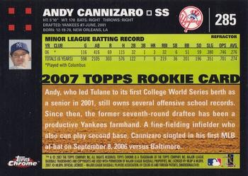 2007 Topps Chrome - Refractors #285 Andy Cannizaro Back