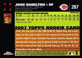 2007 Topps Chrome - Refractors #287 Josh Hamilton Back