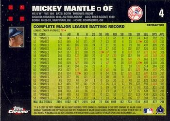 2007 Topps Chrome - Refractors #4 Mickey Mantle Back