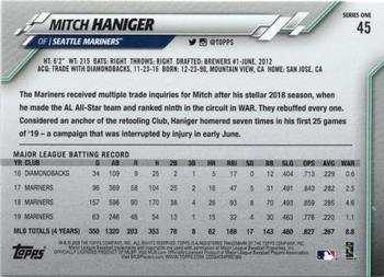 2020 Topps - Gold Foil #45 Mitch Haniger Back