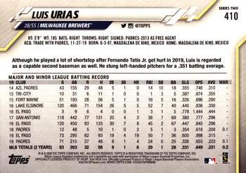 2020 Topps - Gold Foil #410 Luis Urias Back