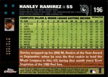2007 Topps Chrome - White Refractors #196 Hanley Ramirez Back