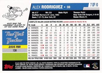 2006 National Baseball Card Day #7 Alex Rodriguez Back