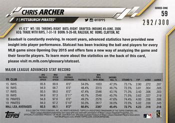 2020 Topps - Advanced Stat #59 Chris Archer Back